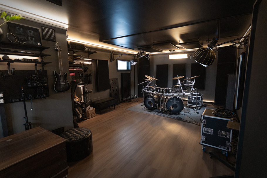 Finished soundproof drum room with all the interiors and acoustic treament